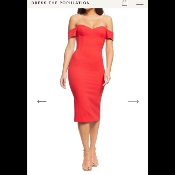 Dress the Population Red Sheath Dress with Flutter Sleeves for Cocktail Size L - Picture 7 of 8
